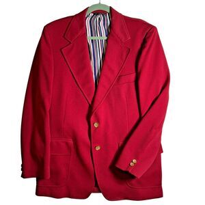 Vintage 1970s Curlee Red Blazer Polyester Rockabilly Disco Hipster - Size 40R ??